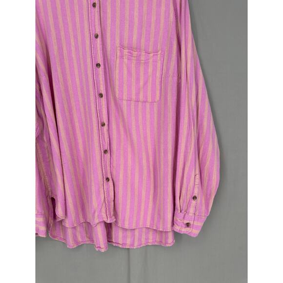 Universal Thread Top Womens XXL Pink Striped Shirt Button Linen Long Sleeve - Picture 6 of 8